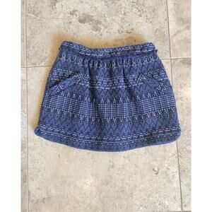 Zara girls NWT casual collection navy/blue/white woven brocade mini skirt, 9/10y